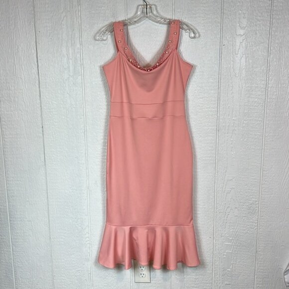 Chicme Pink Asymmetrical Dress with Ruffled Hem - Picture 2 of 4